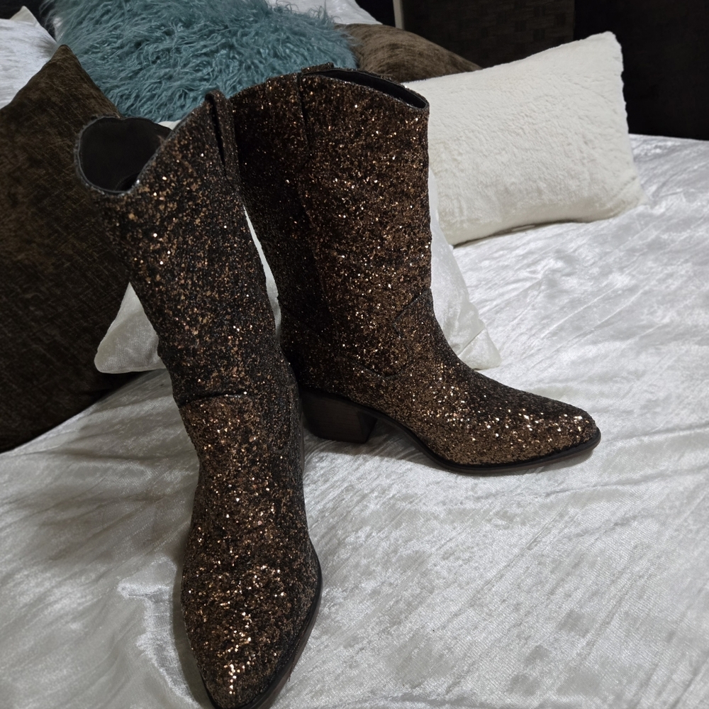 Brown Sparkle Womens Boots By Pierre Dumas Size 8 EUC!! - Picture 12 of 12